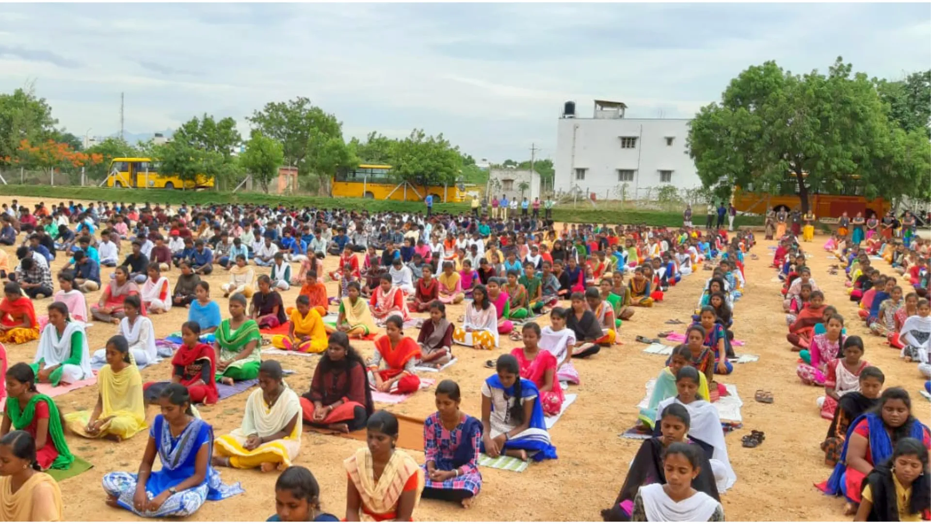 Mass meditation session with students at KSG College